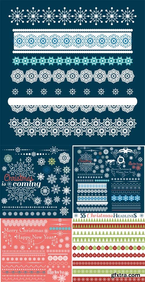 Vector Christmas Borders with Snowflakes