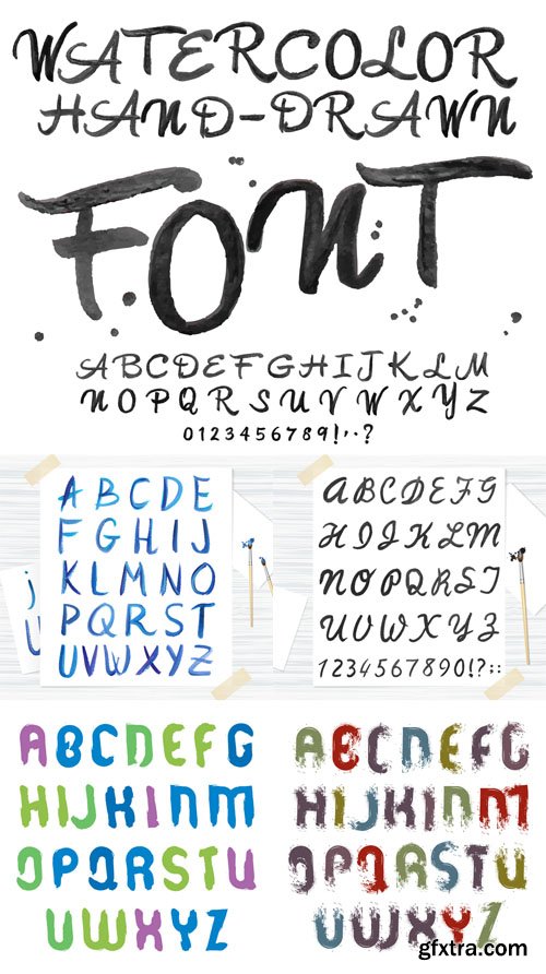 Watercolor Alphabet Vector Set 2