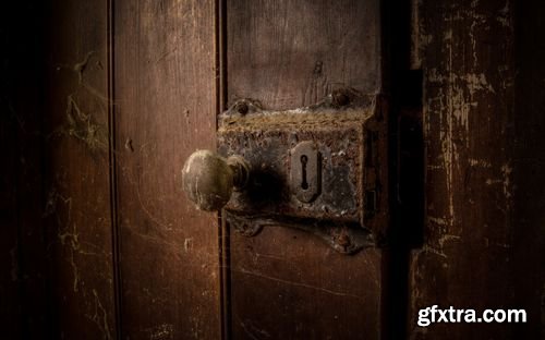 Old wooden doors with lock