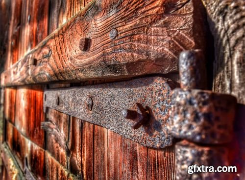 Old wooden doors with lock