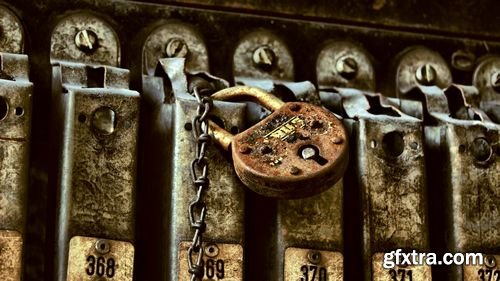 Old wooden doors with lock