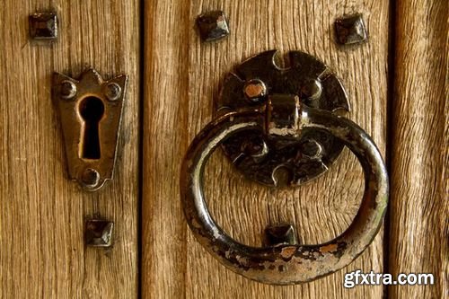 Old wooden doors with lock