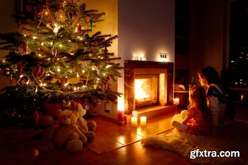 Collection of New Year Christmas fireplace cozy warmth warm interior decoration 25 HQ Jpeg