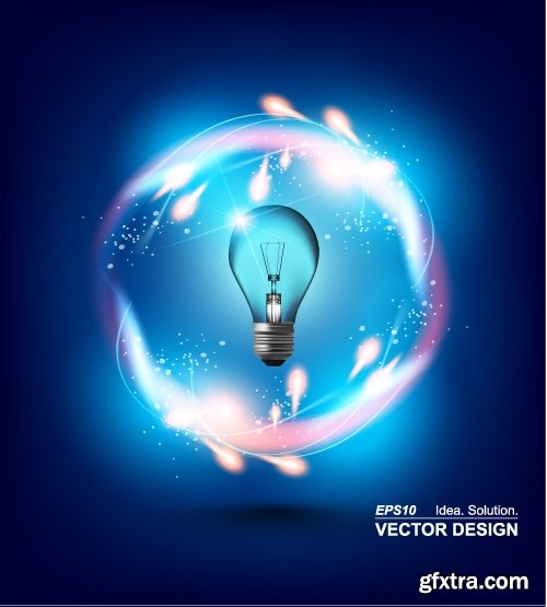 Collection of vector image background is a high-tech electric lamp 25 EPS