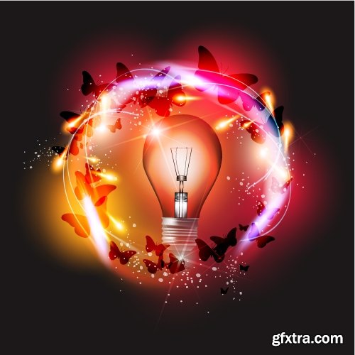 Collection of vector image background is a high-tech electric lamp 25 EPS