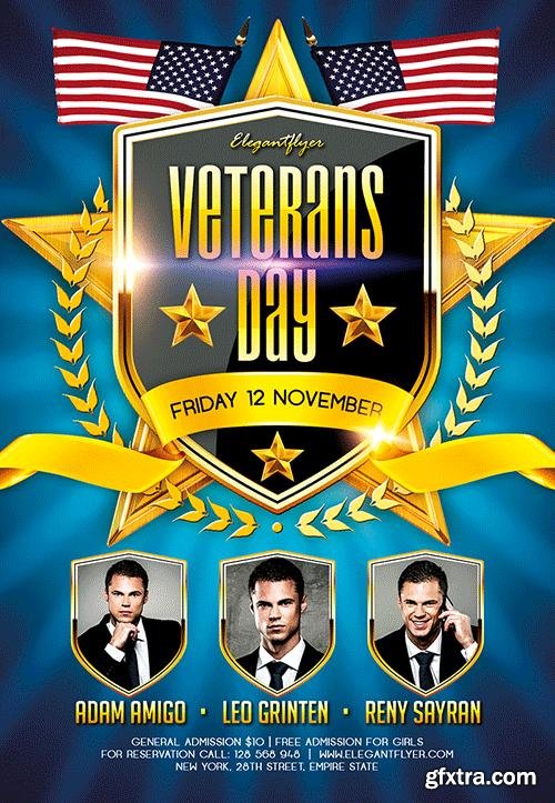 Veterans Day 2 Flyer PSD Template + Facebook Cover