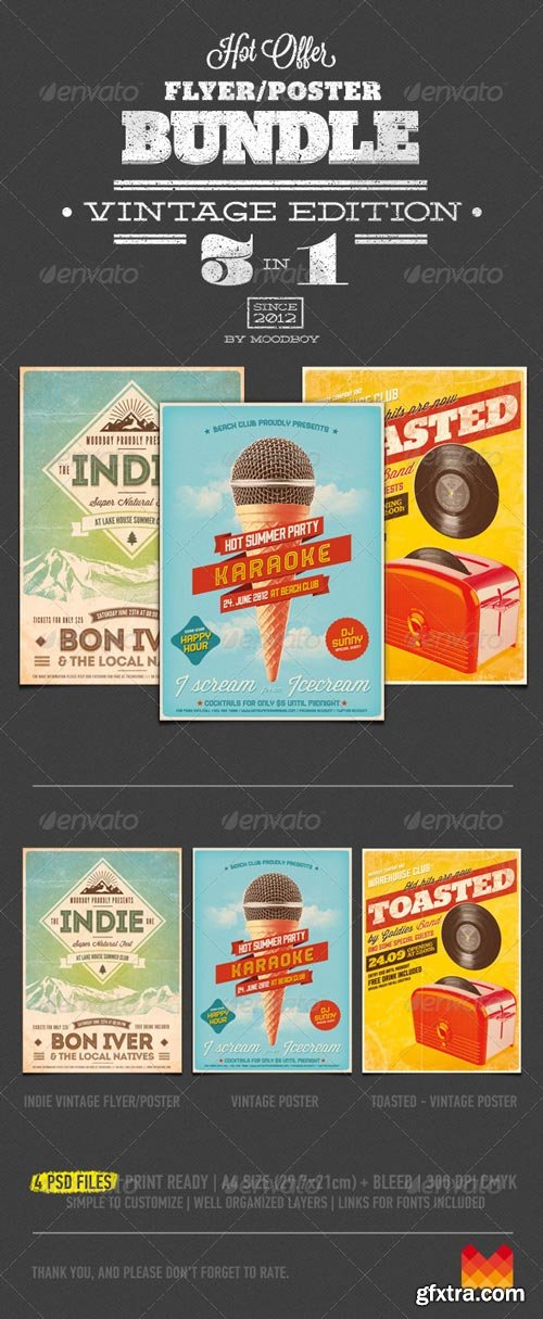 GraphicRiver - Vintage Flyers/Posters Bundle - 5117098