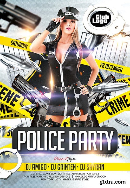 Police Party Flyer PSD Template + Facebook Cover