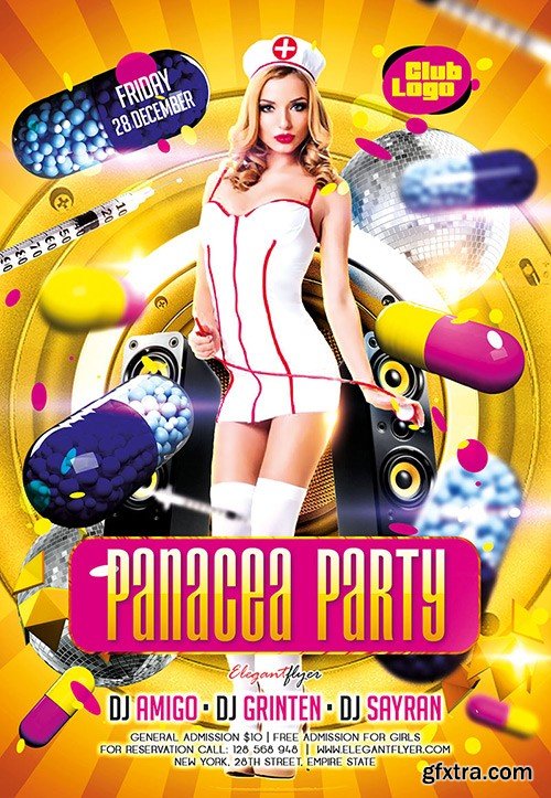 Panacea Party Flyer PSD Template + Facebook Cover