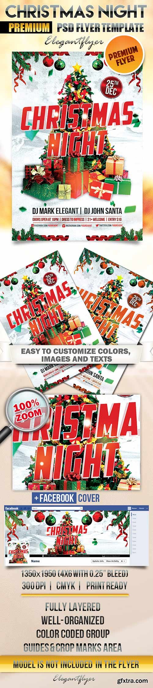 Christmas Night Flyer PSD Template + Facebook Cover