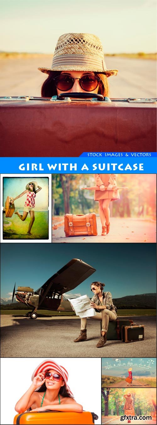 Girl with a suitcase 7X JPEG