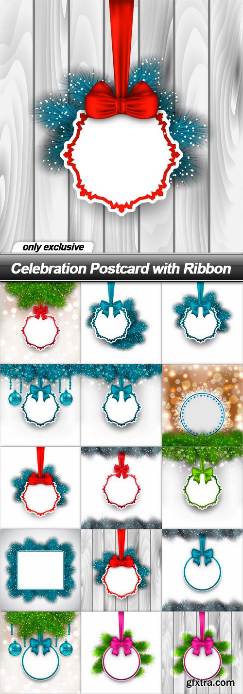 Celebration Postcard with Ribbon - 15 UHQ JPEG