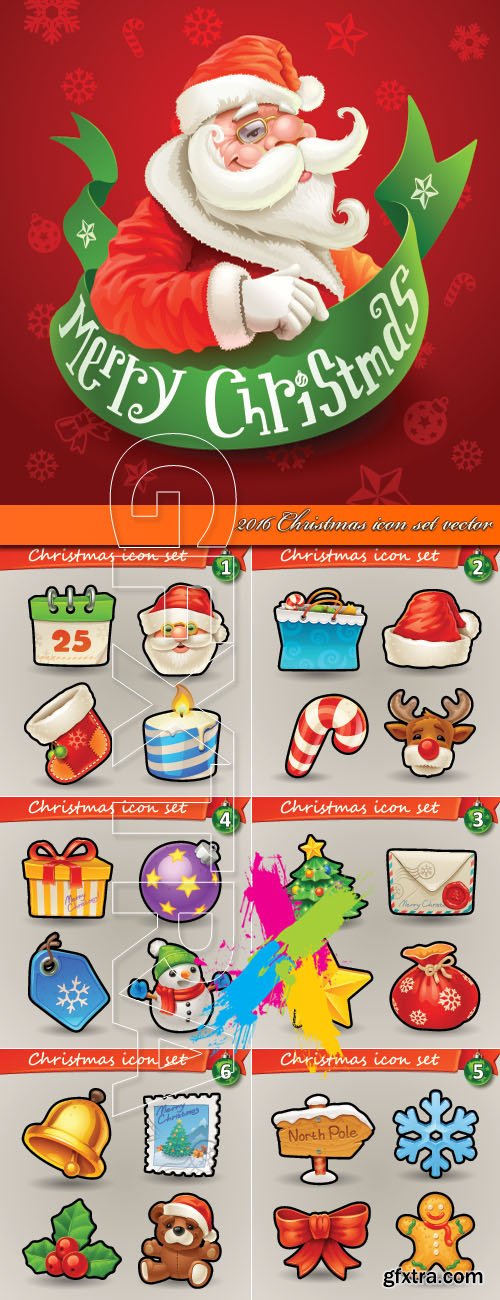 2016 Christmas icon set vector