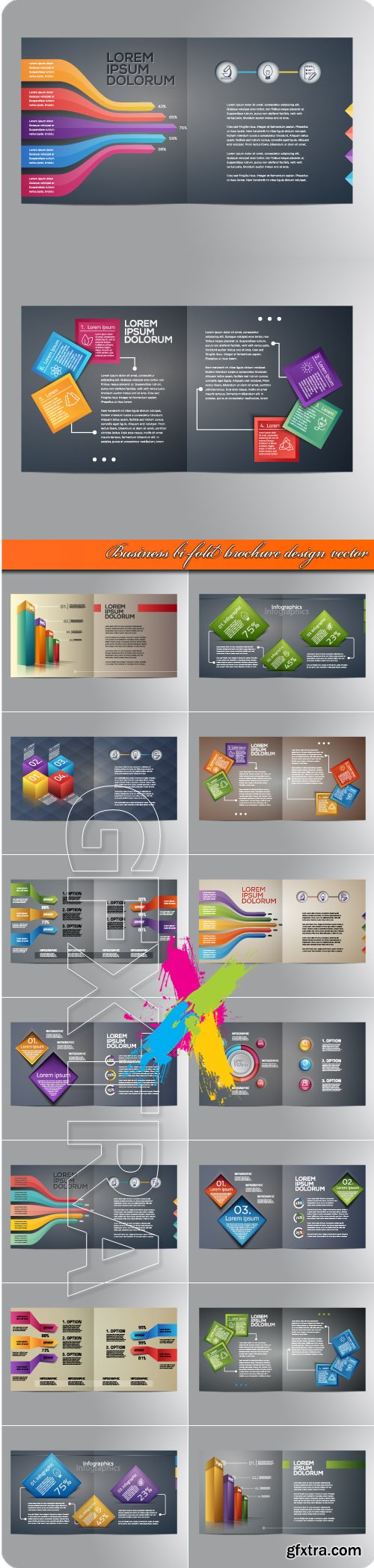 Business bi-fold brochure design vector