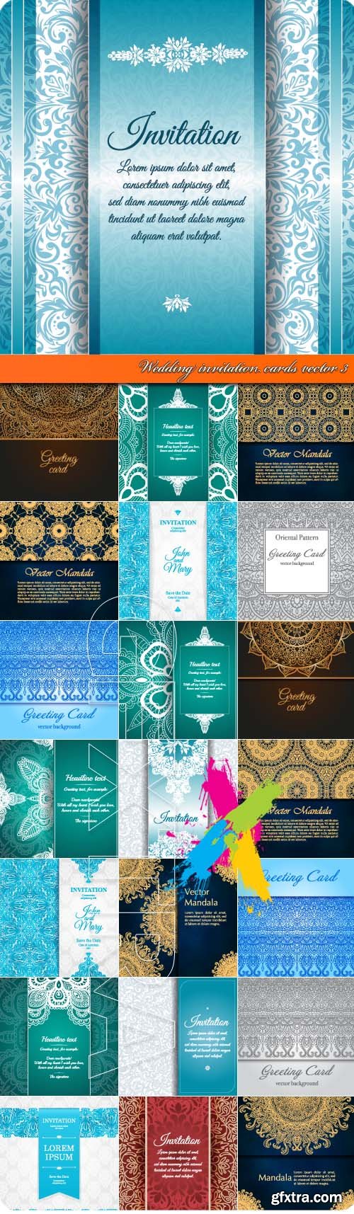 Wedding invitation cards vector 3