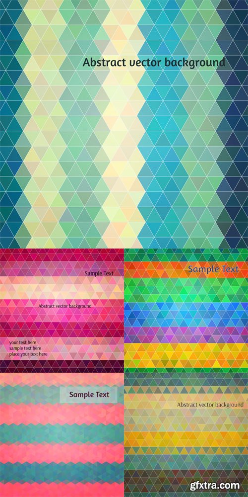 5 Abstract vector backgrounds with Colorful triangles in randm striply