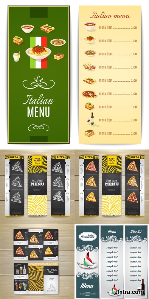 Italian Menu Templates Vector Set