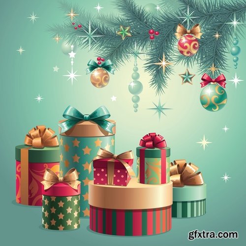 Collection of vector a background picture winter tree new year christmas 25 EPS