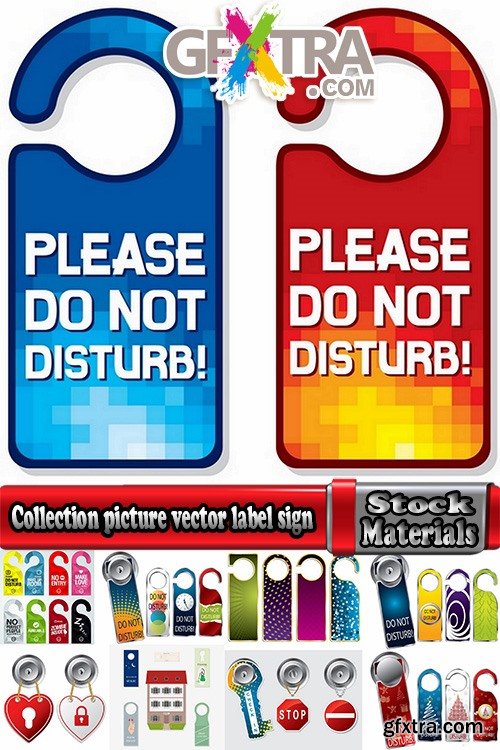 Collection picture vector label sign for the door handle 25 EPS