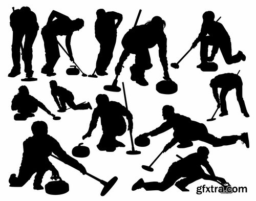 Vector collection picture winter sports skiing snowboarding ice skating 25 EPS