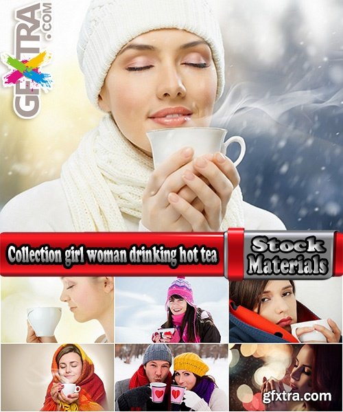 Collection girl woman drinking hot tea heat of the interior 25 HQ Jpeg