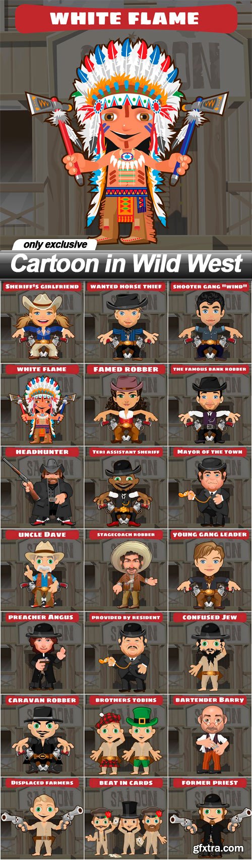 Cartoon in Wild West - 21 EPS