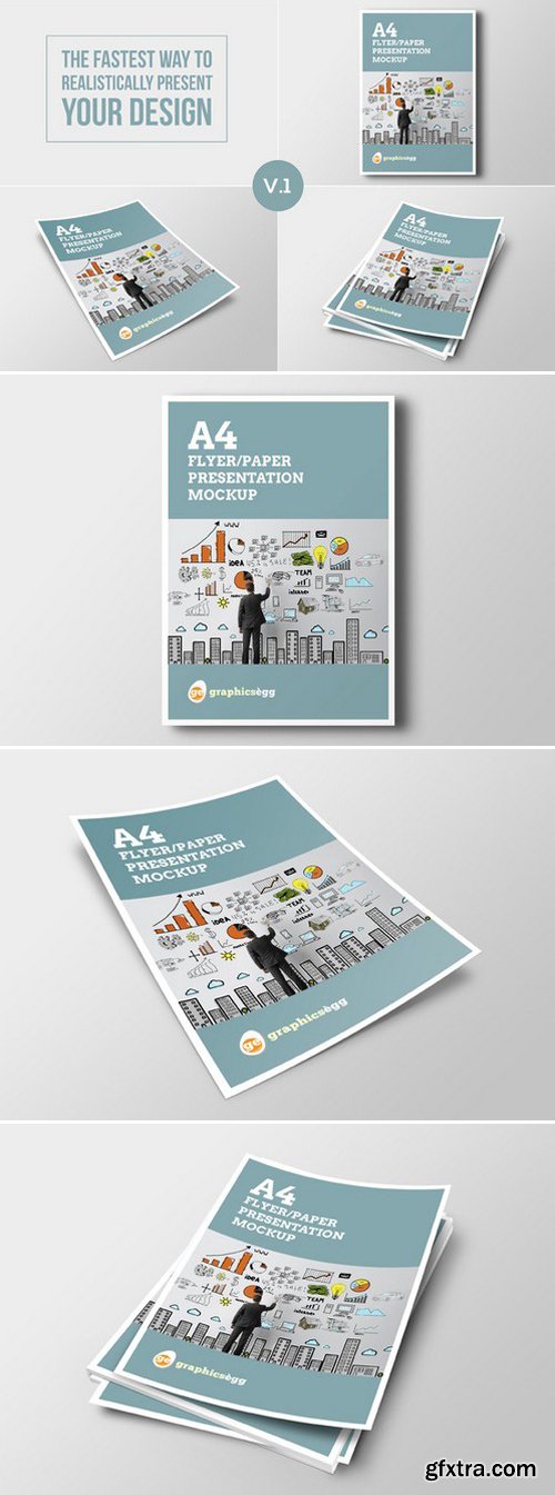 CM - A4 Flyer Mock-up Set V.1 436977