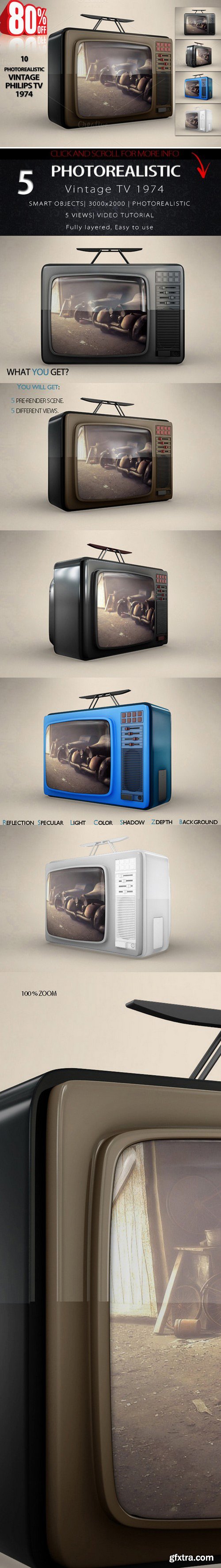 CM - BUNDLE Vintage Philips Tv 1974MockUp 434739