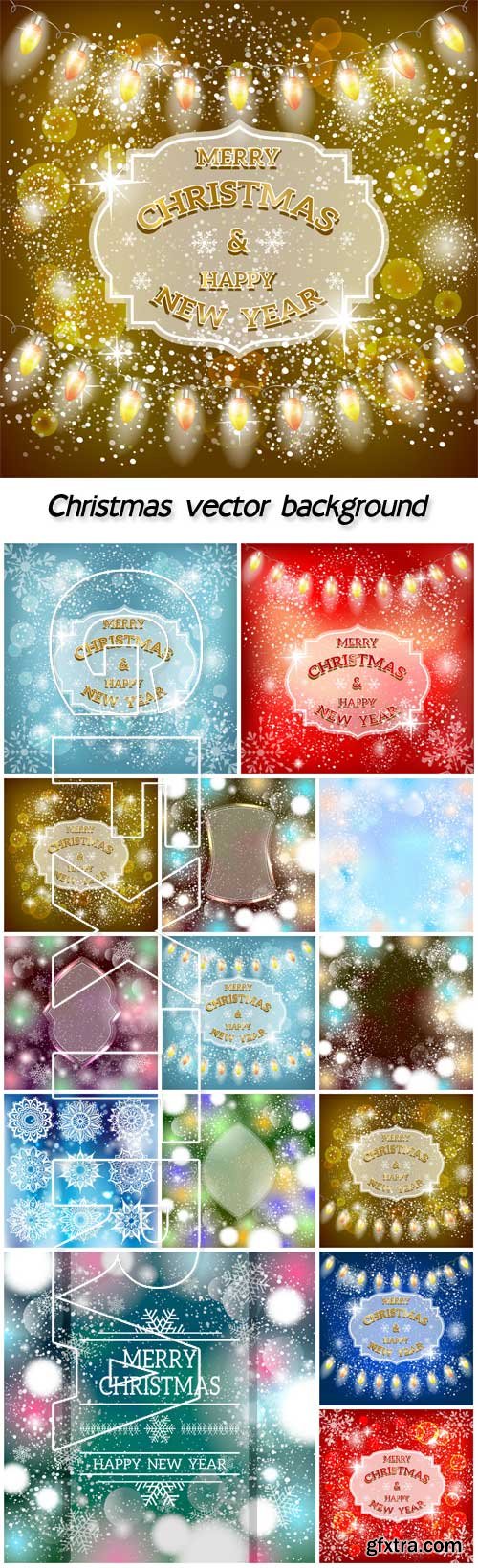 Christmas vector background with sparkling garlands and snowflakes