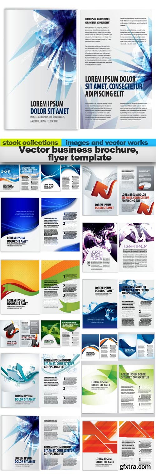 Vector business brochure, flyer template, 15 x EPS