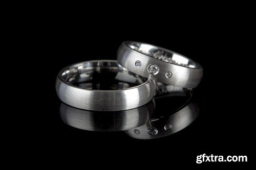 Wedding rings on a black background