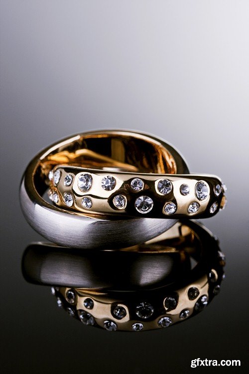 Wedding rings on a black background