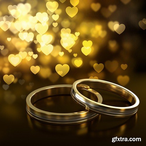 Wedding rings on a black background