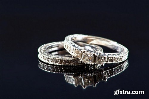 Wedding rings on a black background