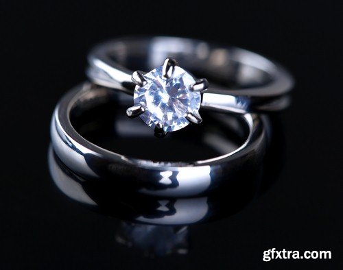 Wedding rings on a black background