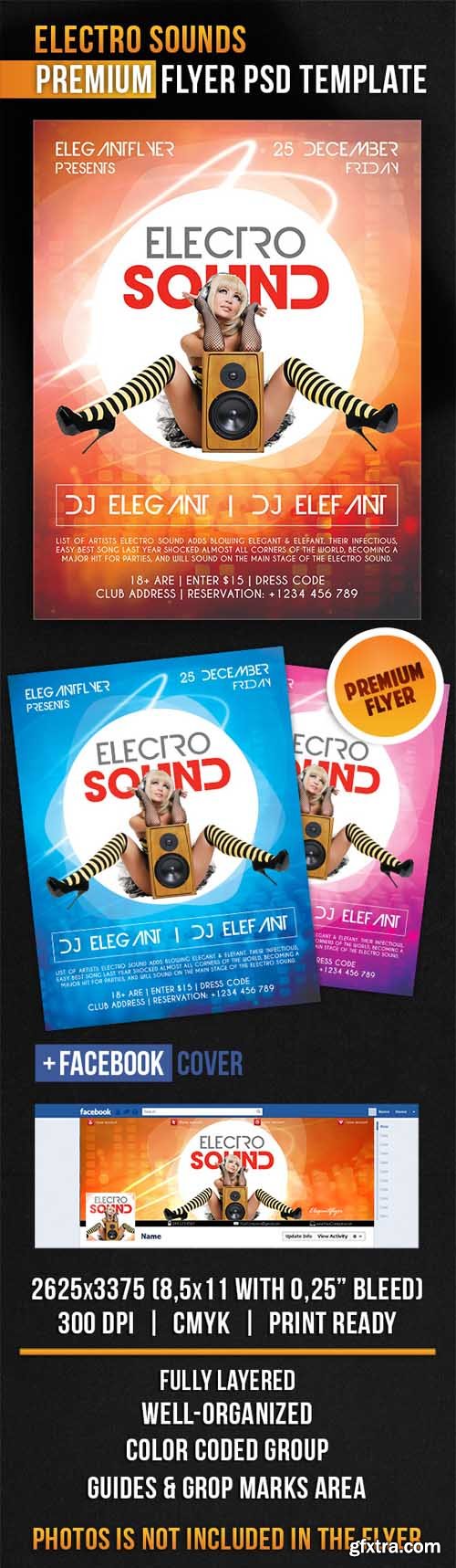 Electro Sounds – Flyer PSD Template + Facebook Cover