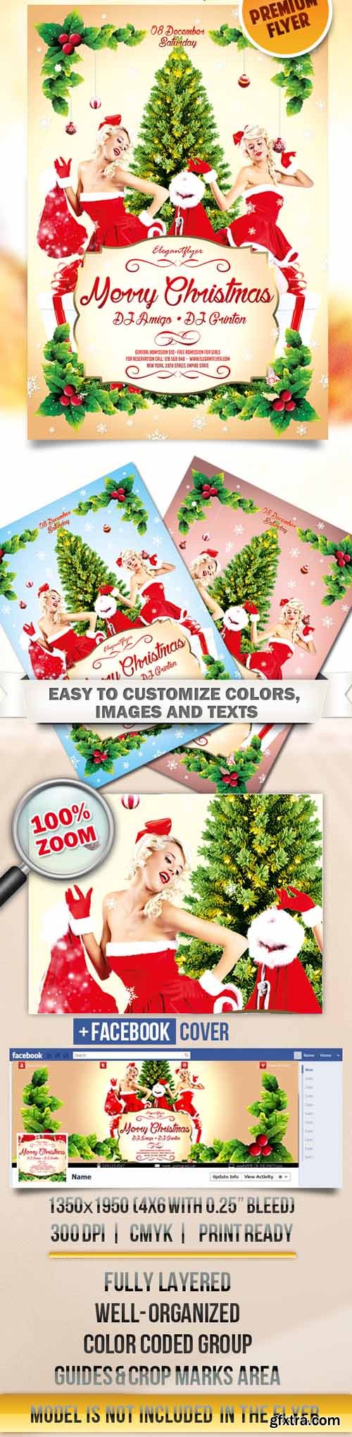 Merry Christmas 3 – Flyer PSD Template + Facebook Cover