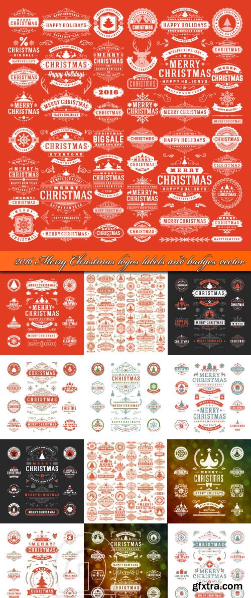 2016 Merry Christmas logos labels and badges vector
