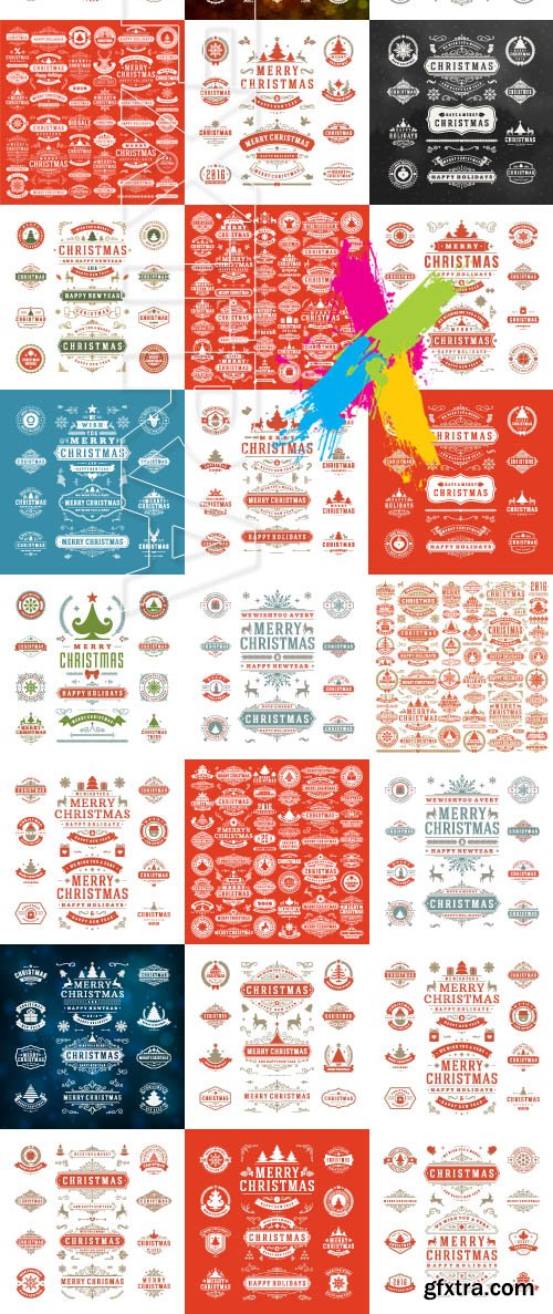 2016 Merry Christmas logos labels and badges vector