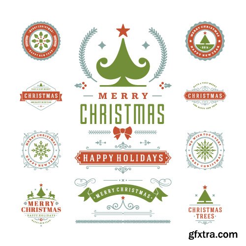 2016 Merry Christmas logos labels and badges vector