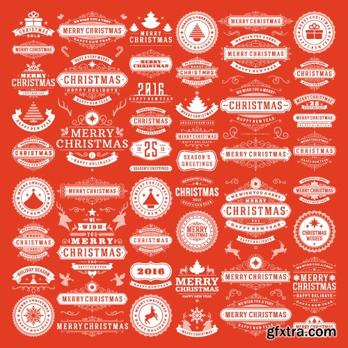 2016 Merry Christmas logos labels and badges vector