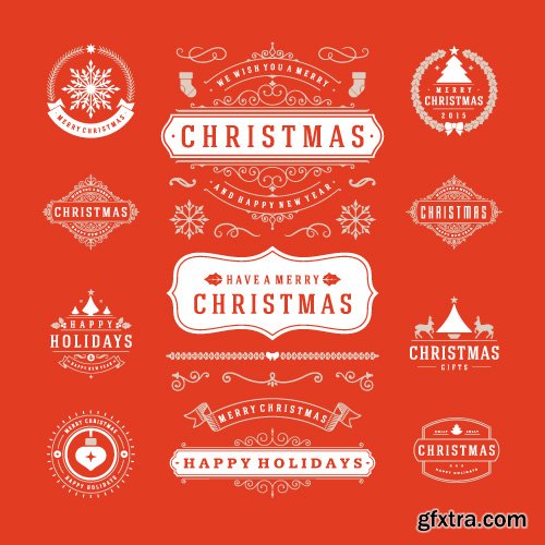 2016 Merry Christmas logos labels and badges vector