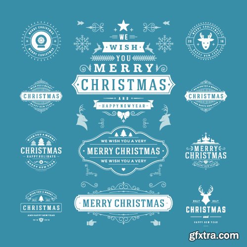 2016 Merry Christmas logos labels and badges vector