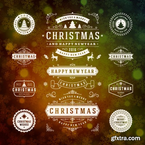 2016 Merry Christmas logos labels and badges vector