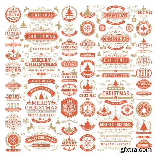 2016 Merry Christmas logos labels and badges vector