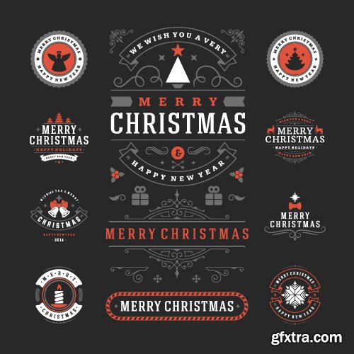 2016 Merry Christmas logos labels and badges vector