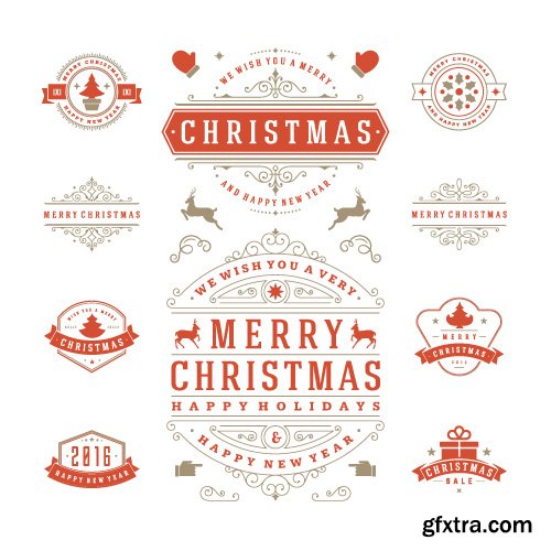 2016 Merry Christmas logos labels and badges vector