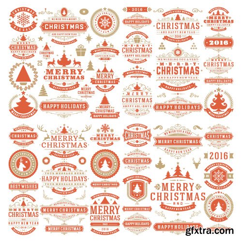 2016 Merry Christmas logos labels and badges vector