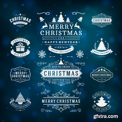 2016 Merry Christmas logos labels and badges vector