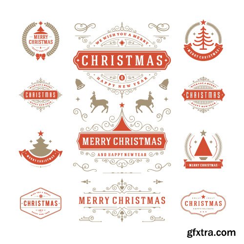 2016 Merry Christmas logos labels and badges vector